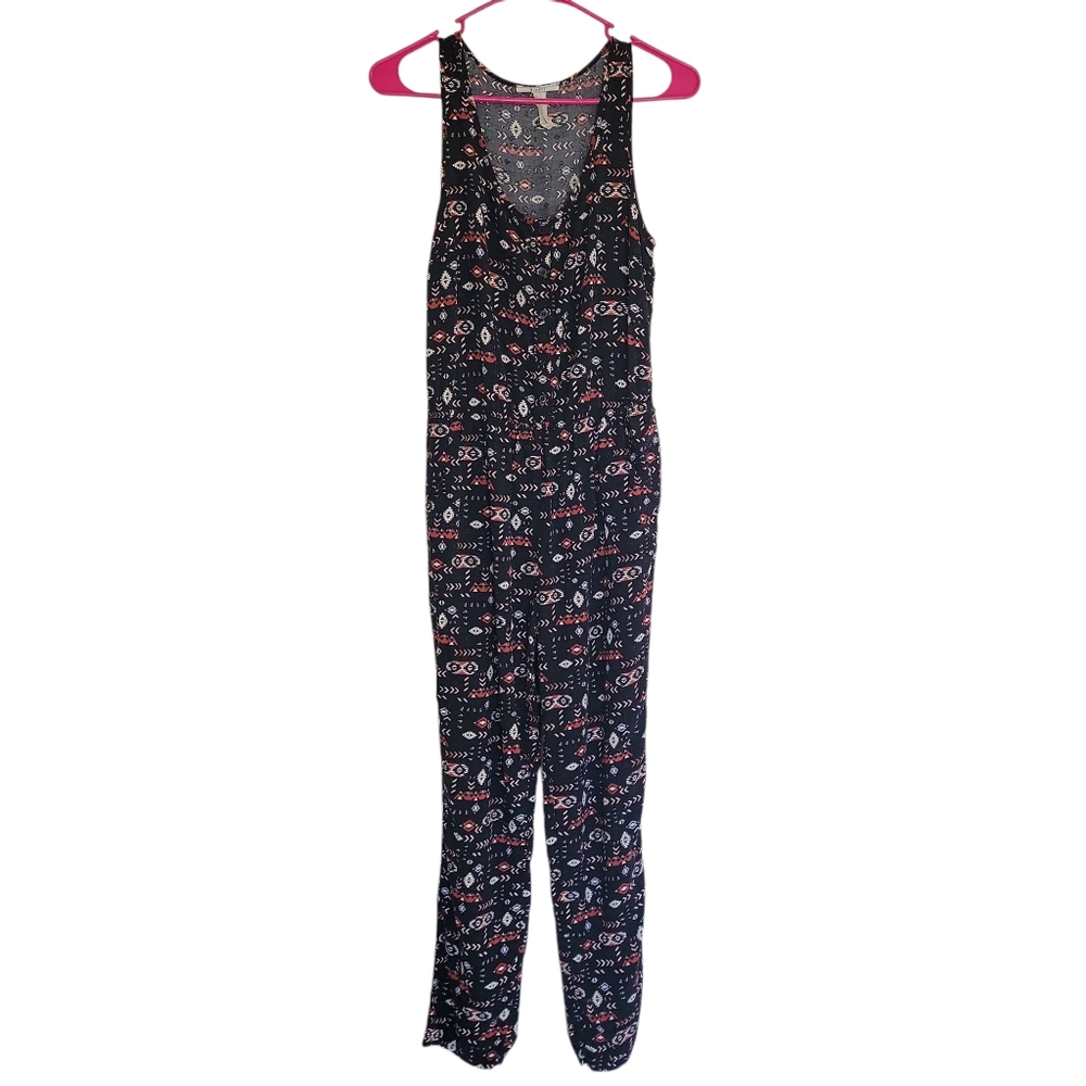 Acemi Black Floral Sleeveless Jumpsuit Junior's Size S